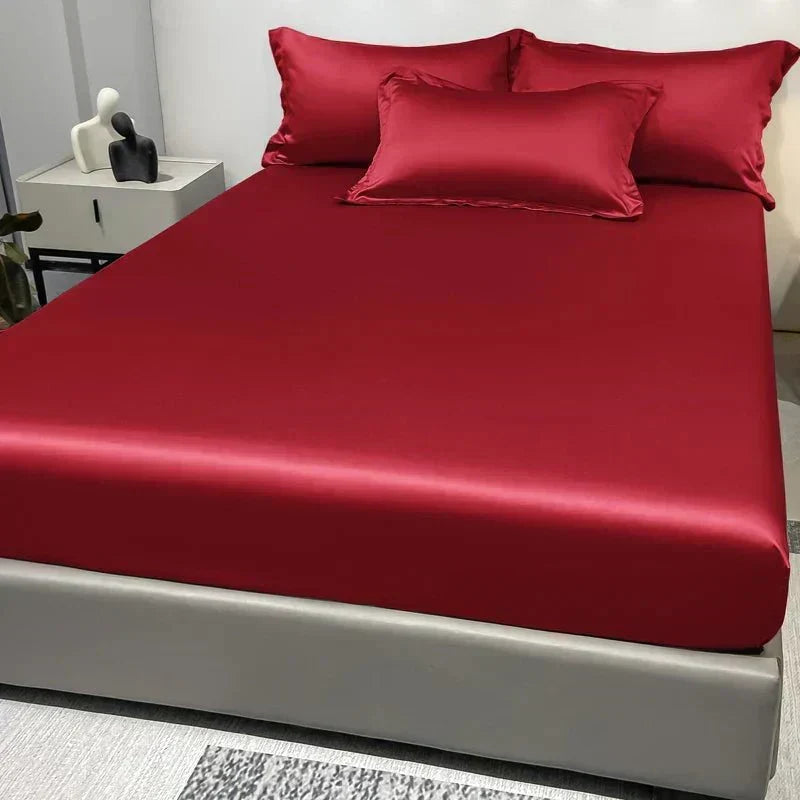 Celestia Luxe εφαρμοστό σεντόνι από σατέν παγωμένου μεταξιού — Βαθιά εφαρμογή με ελαστικό λάστιχο