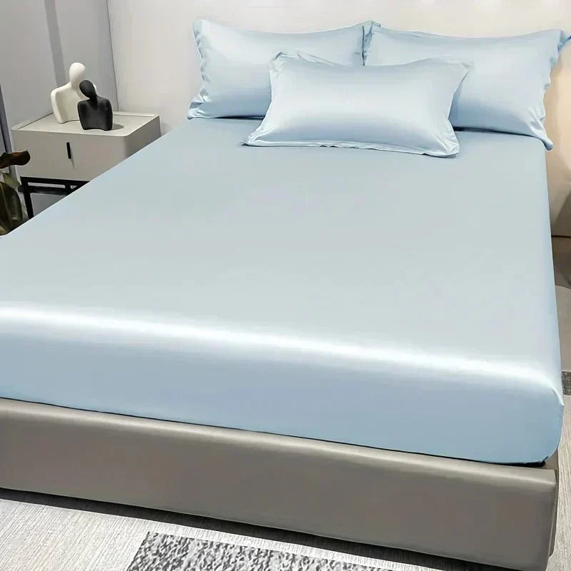Celestia Luxe εφαρμοστό σεντόνι από σατέν παγωμένου μεταξιού — Βαθιά εφαρμογή με ελαστικό λάστιχο
