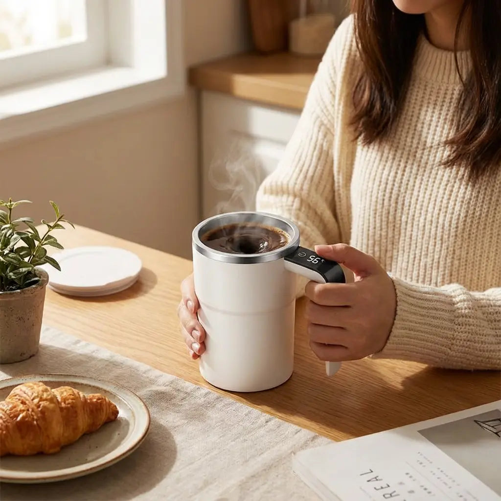 Self-Stirring Electric Coffee Mug with Digital Display | ribuella