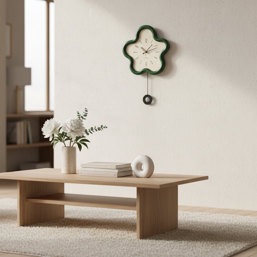 Horloge murale à pendule PetalGlow avec fleur 3D silencieuse de 39 cm