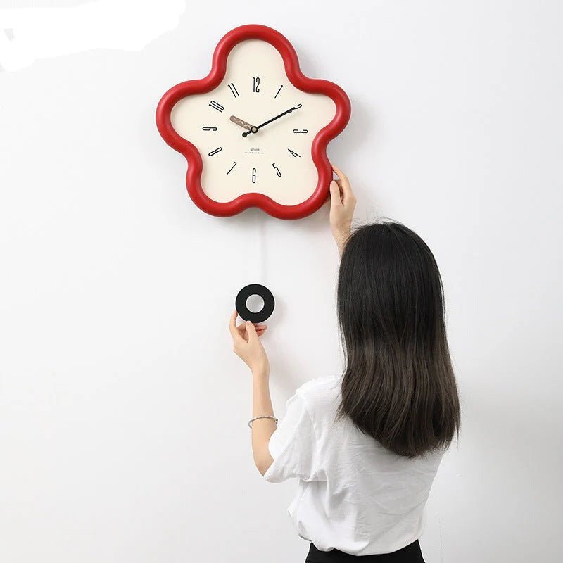 Horloge murale à pendule PetalGlow avec fleur 3D silencieuse de 39 cm