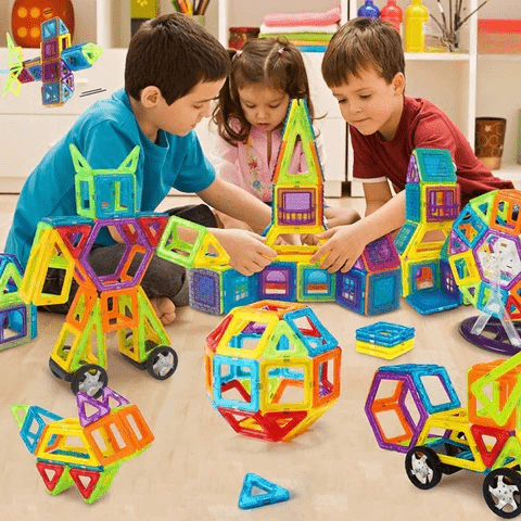 Conjunto de construção magnético MagnetoBuild com peças geométricas, a partir dos 4 anos