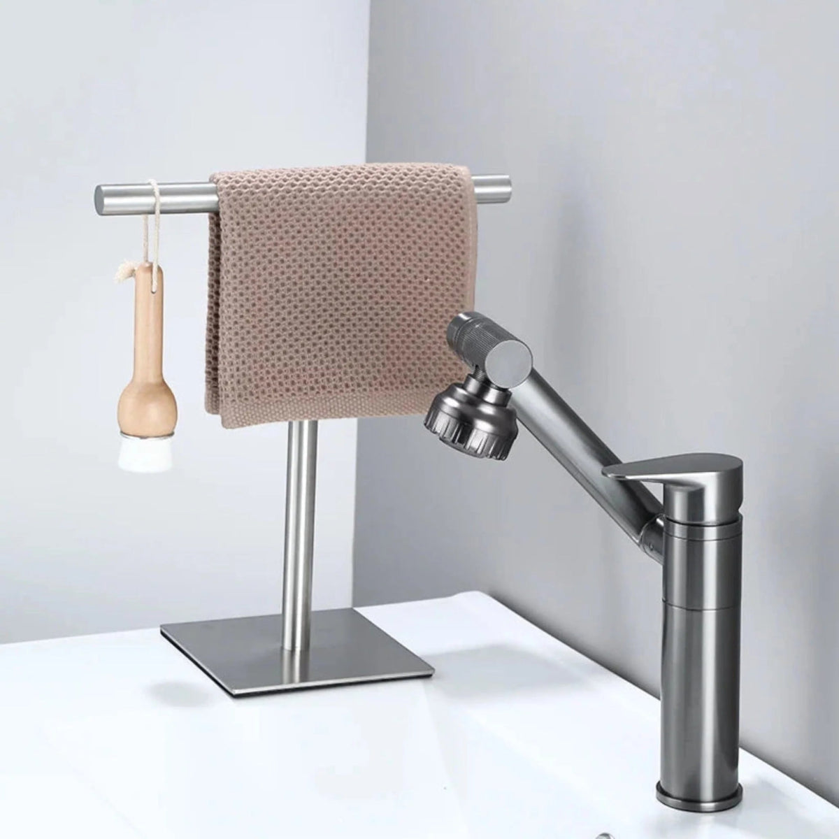 Stylish Freestanding Towel Holder with Durable Metal Frame | ribuella