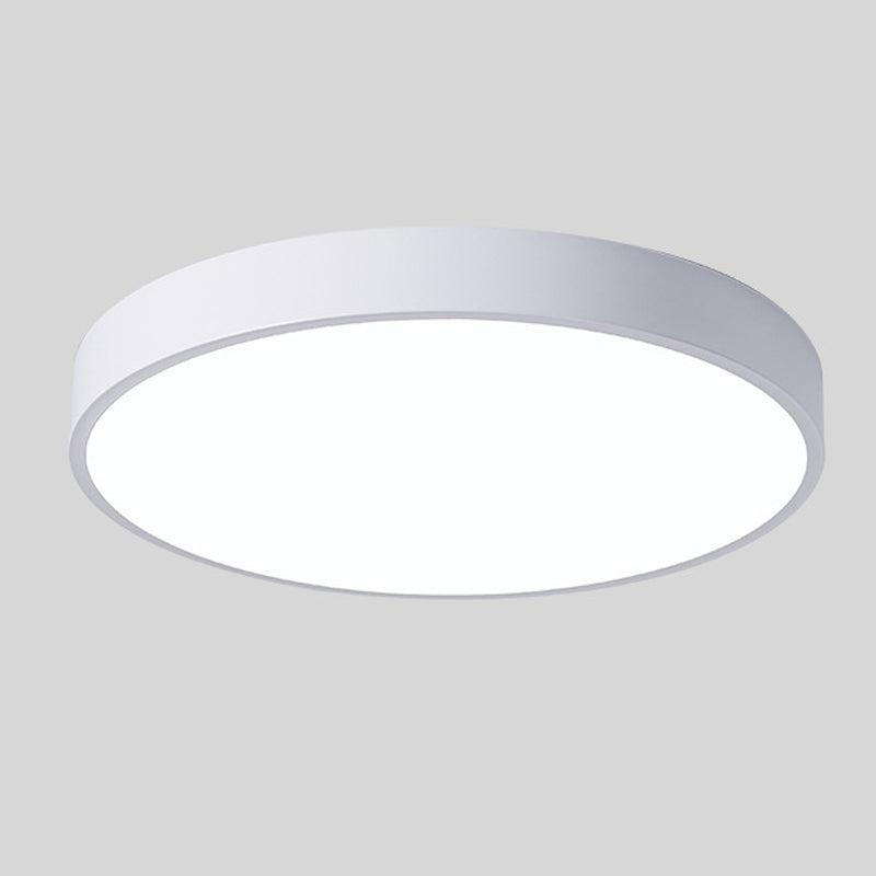 Luz de teto redonda fina, silhueta moderna e minimalista e brilho ambiente suave e quente