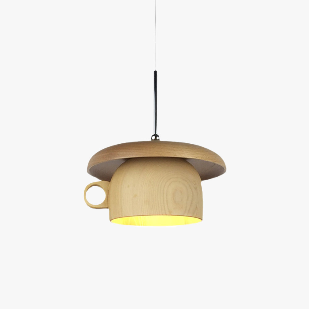 Teacup-Shaped Pendant Light – Natural Wood Finish | ribuella