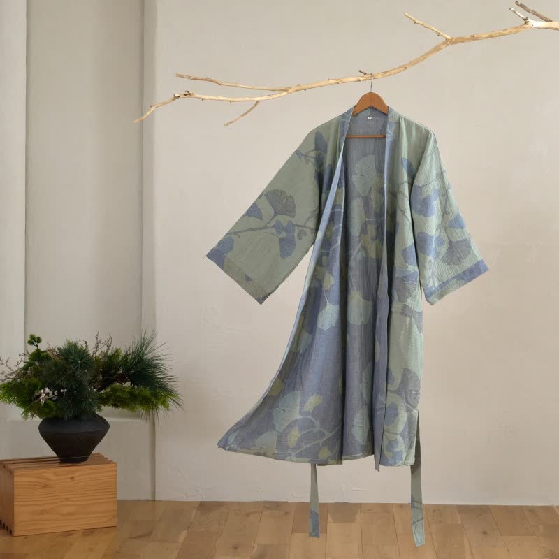 Sora Kimono Bathrobe — Lightweight, Breathable Organic Cotton Weave