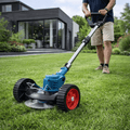 GreenStride 36V batteridriven grästrimmer — hjulstyrning, utdragbart handtag