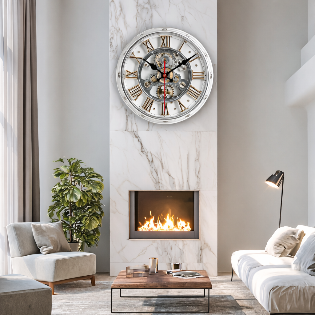 Retro 2D Wall Clock with Roman Numerals - Mechanical Design | ribuella