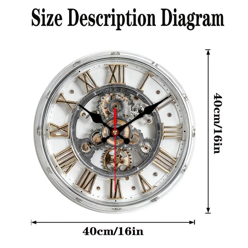 Retro 2D Wall Clock with Roman Numerals - Mechanical Design | ribuella