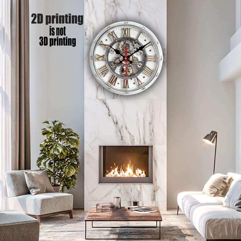 Retro 2D Wall Clock with Roman Numerals - Mechanical Design | ribuella