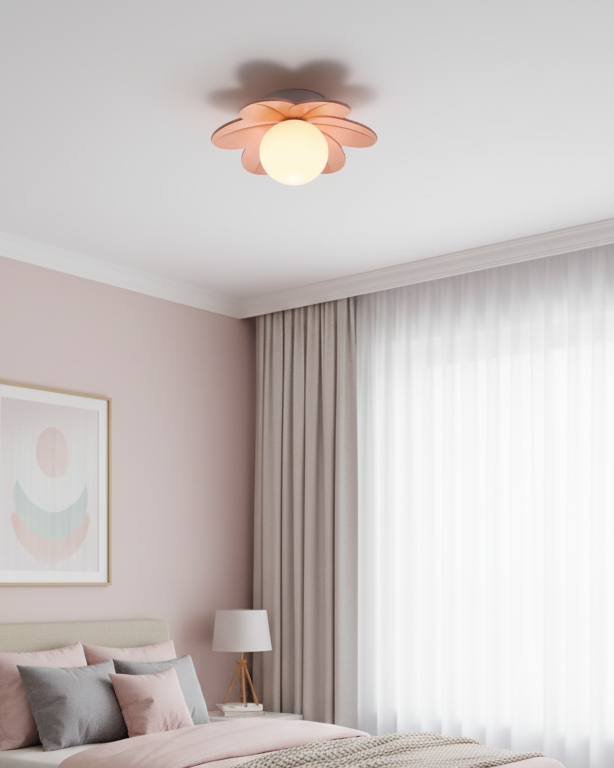 Petal Design Ceiling Light - Frosted Central Globe, Warm Diffused Glow