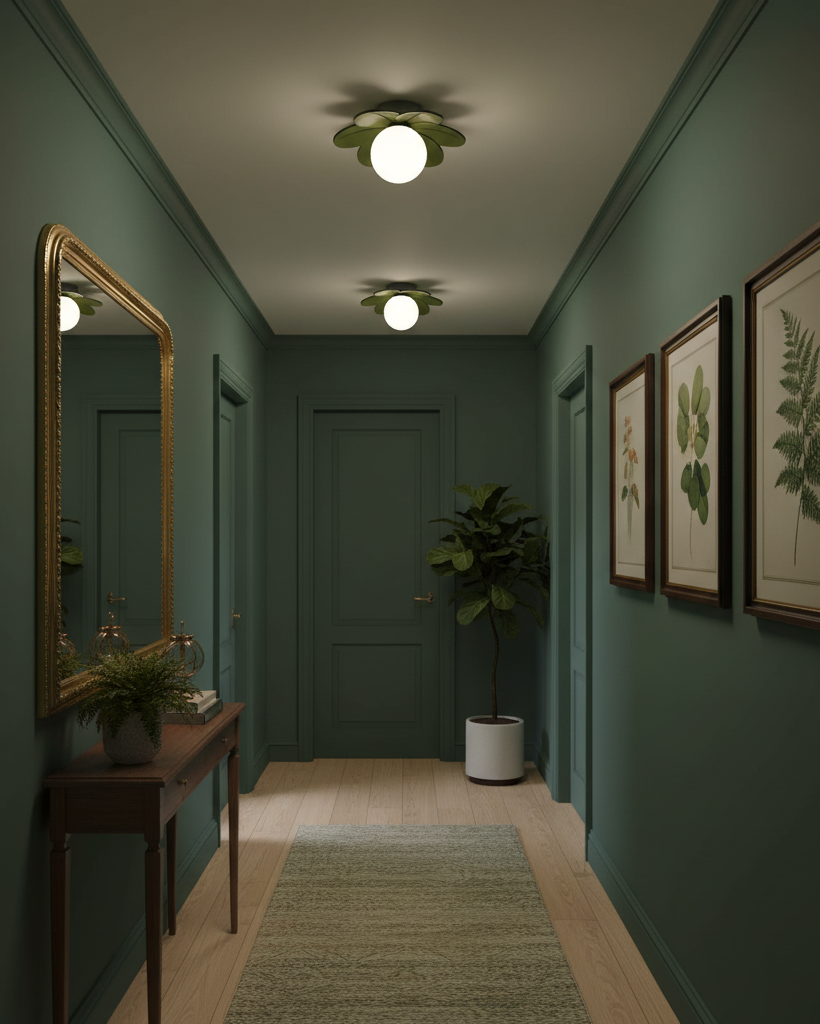 Petal Design Ceiling Light - Frosted Central Globe, Warm Diffused Glow