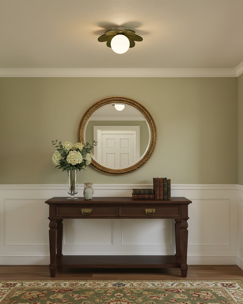 Petal Design Ceiling Light - Frosted Central Globe, Warm Diffused Glow