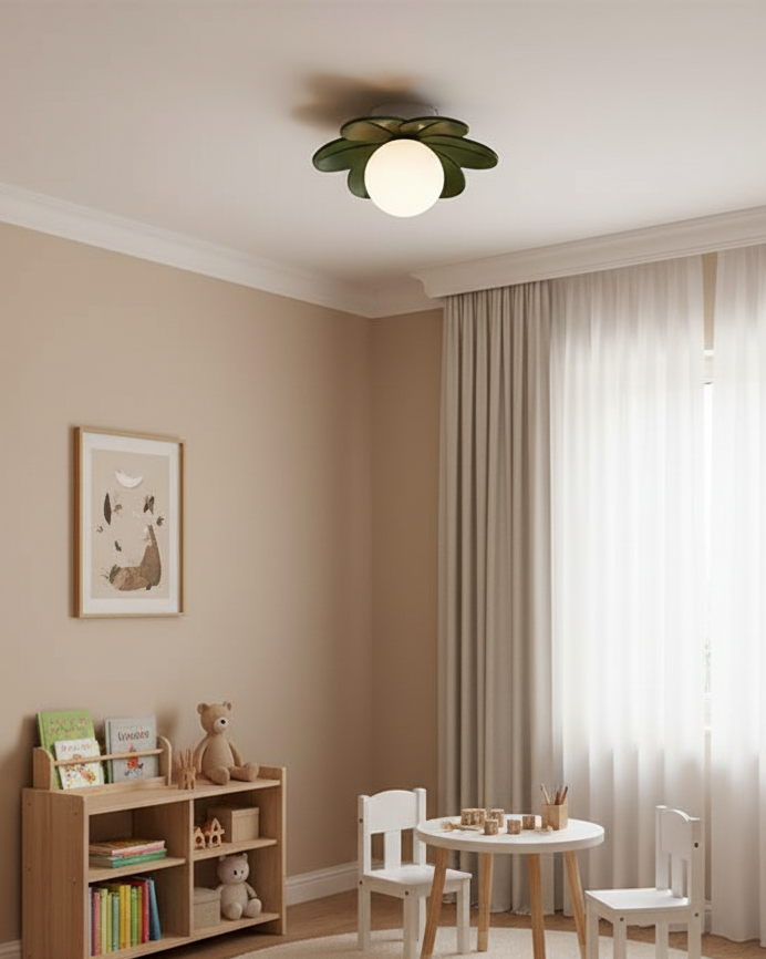 Petal Design Ceiling Light - Frosted Central Globe, Warm Diffused Glow