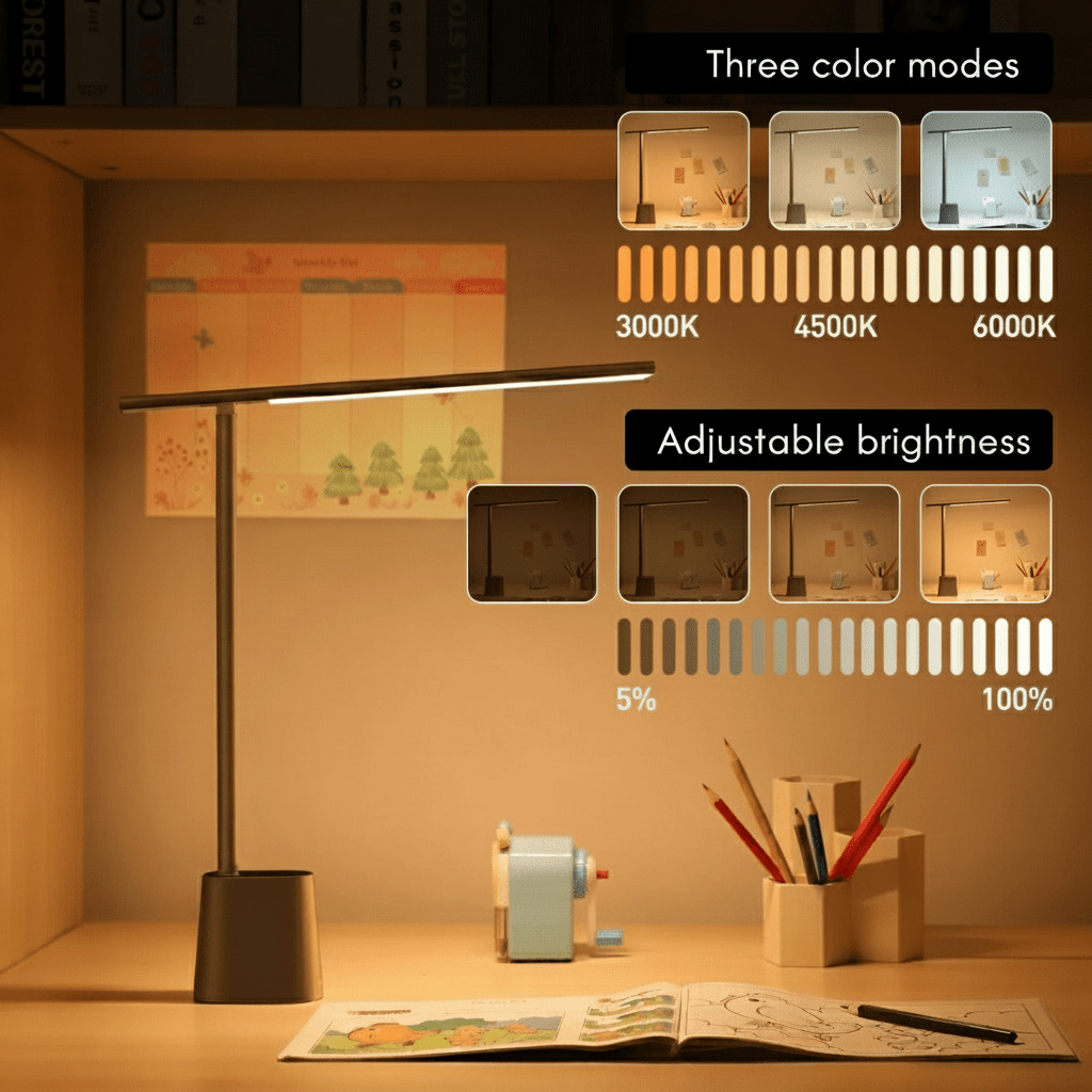 Faltbare LED-Schreibtischlampe von NovaLite — dimmbares, per USB wiederaufladbares Licht