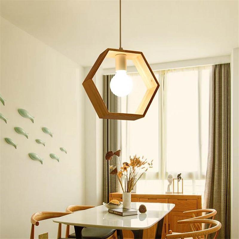 Stylish Geometric Wooden Pendant Light for Indoor Spaces | ribuella