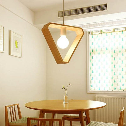 Stylish Geometric Wooden Pendant Light for Indoor Spaces | ribuella