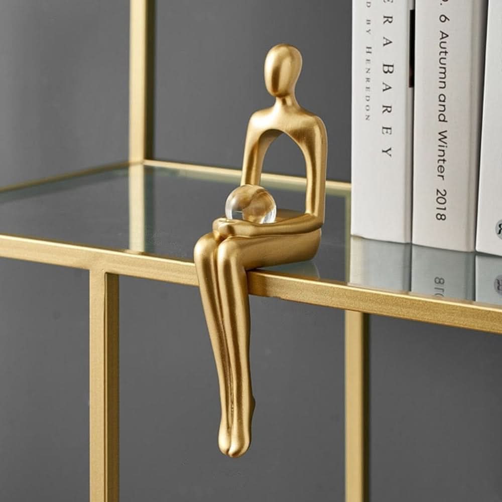 Stylish Abstract Resin Sculpture in Radiant Gold Finish | ribuella