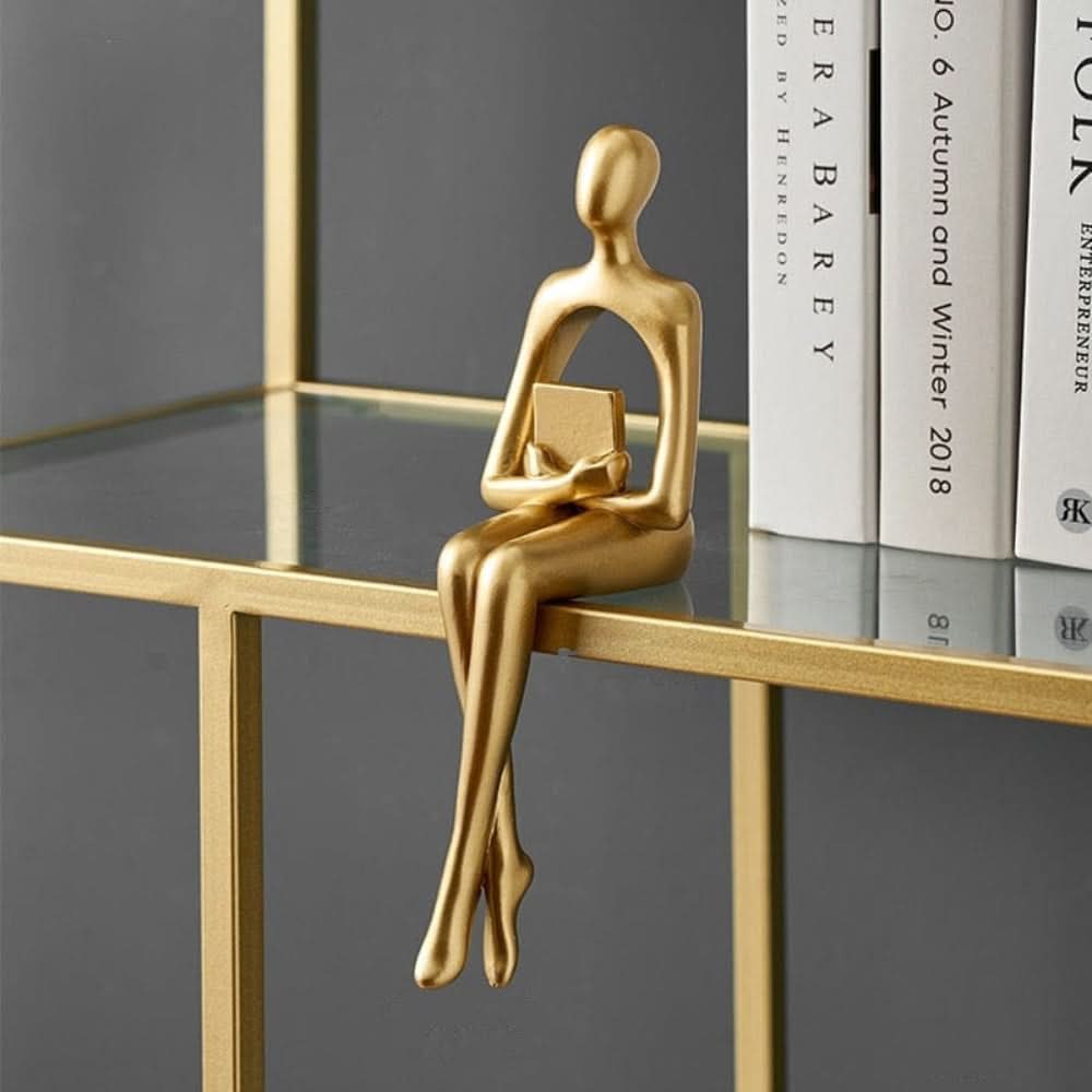 Stylish Abstract Resin Sculpture in Radiant Gold Finish | ribuella
