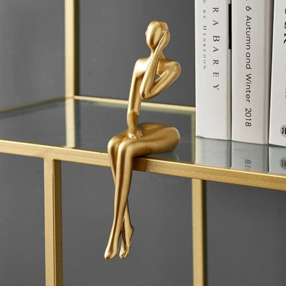 Stylish Abstract Resin Sculpture in Radiant Gold Finish | ribuella