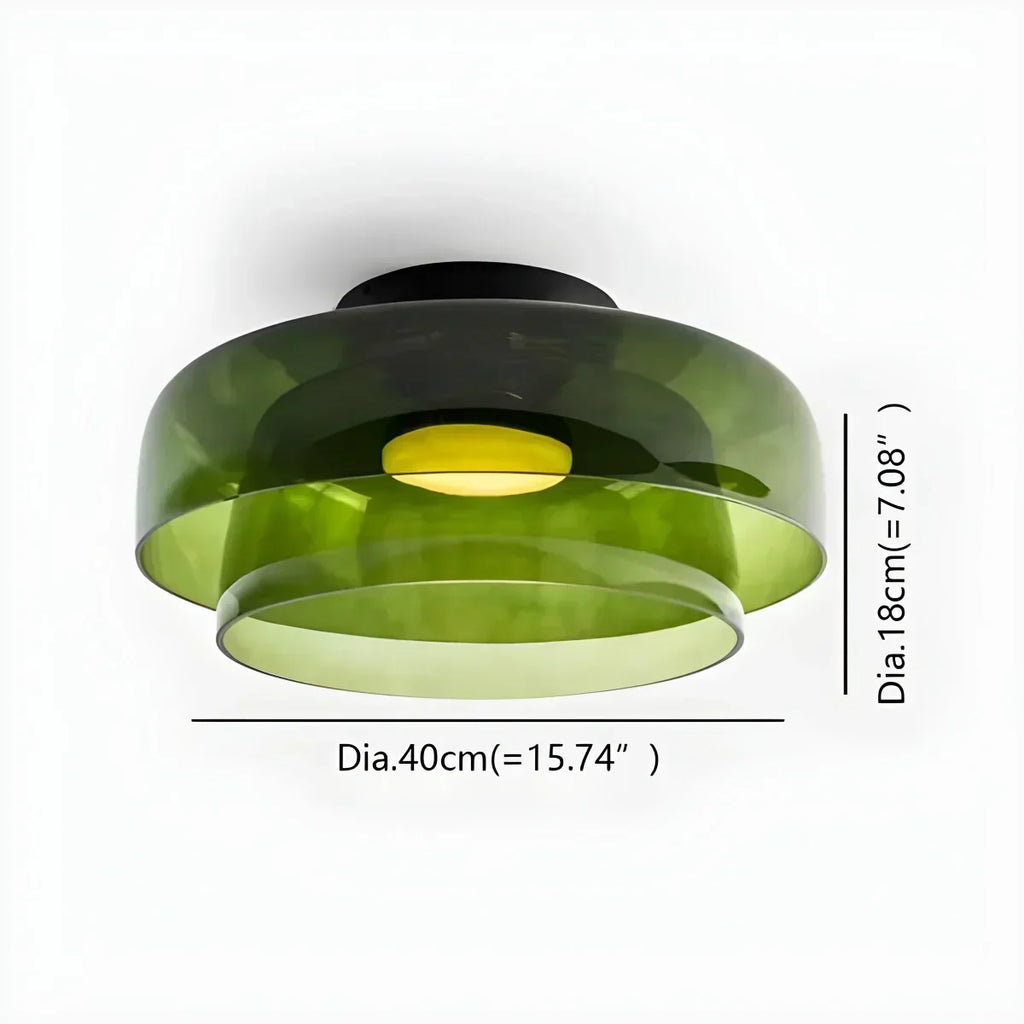Taklampe i farget glass til soverommet med beroligende, diffust lys
