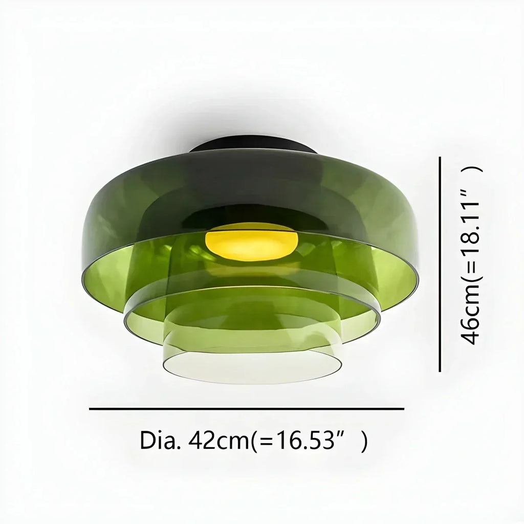 Taklampe i farget glass til soverommet med beroligende, diffust lys
