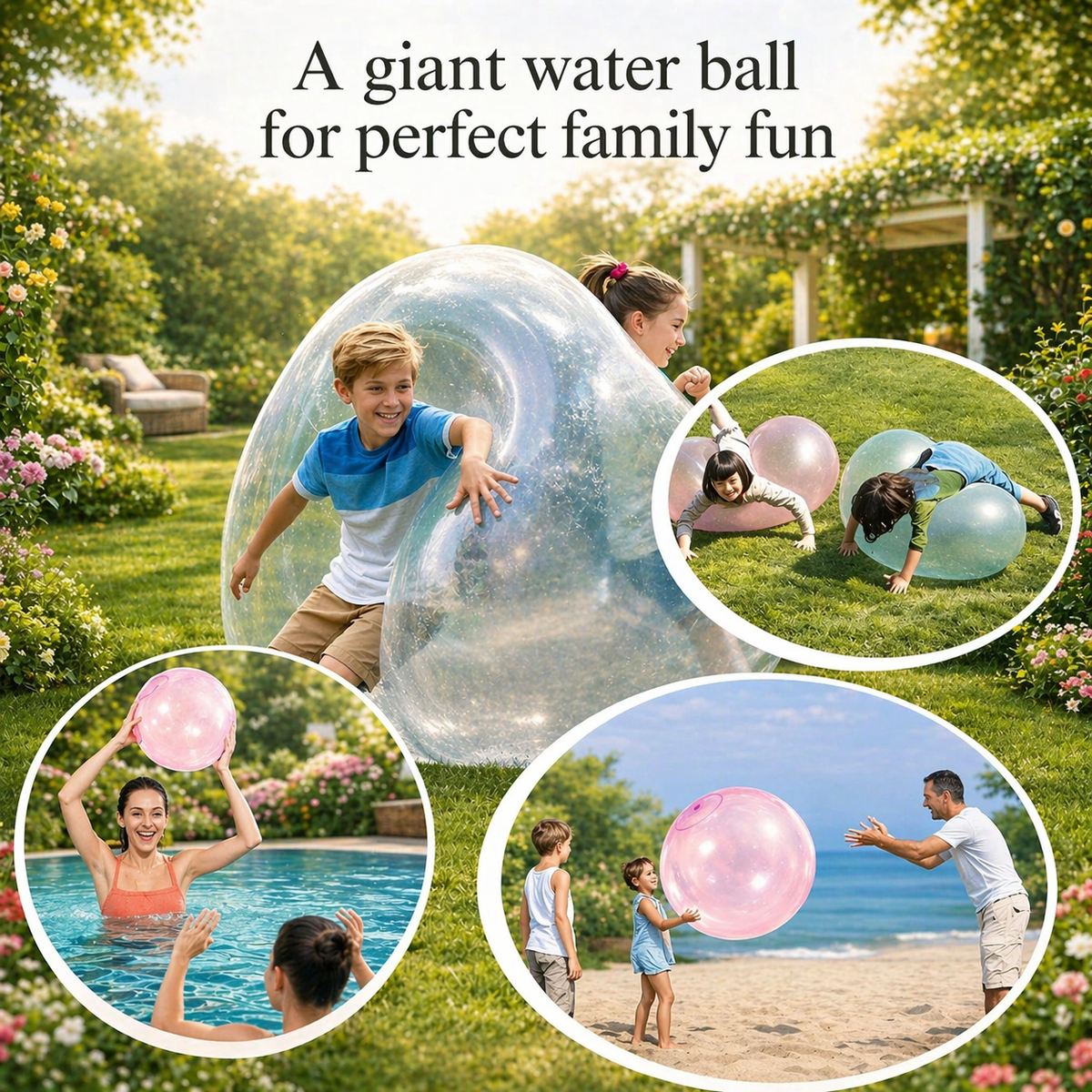 Reusable Jumbo Play Ball, Quick Inflate Design, Oversized Sports Gear