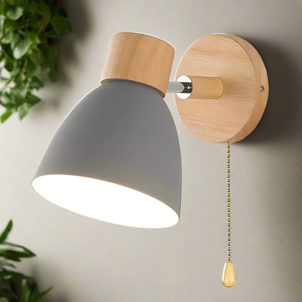Applique murale scandinave minimaliste, format compact, simple interrupteur à tirette