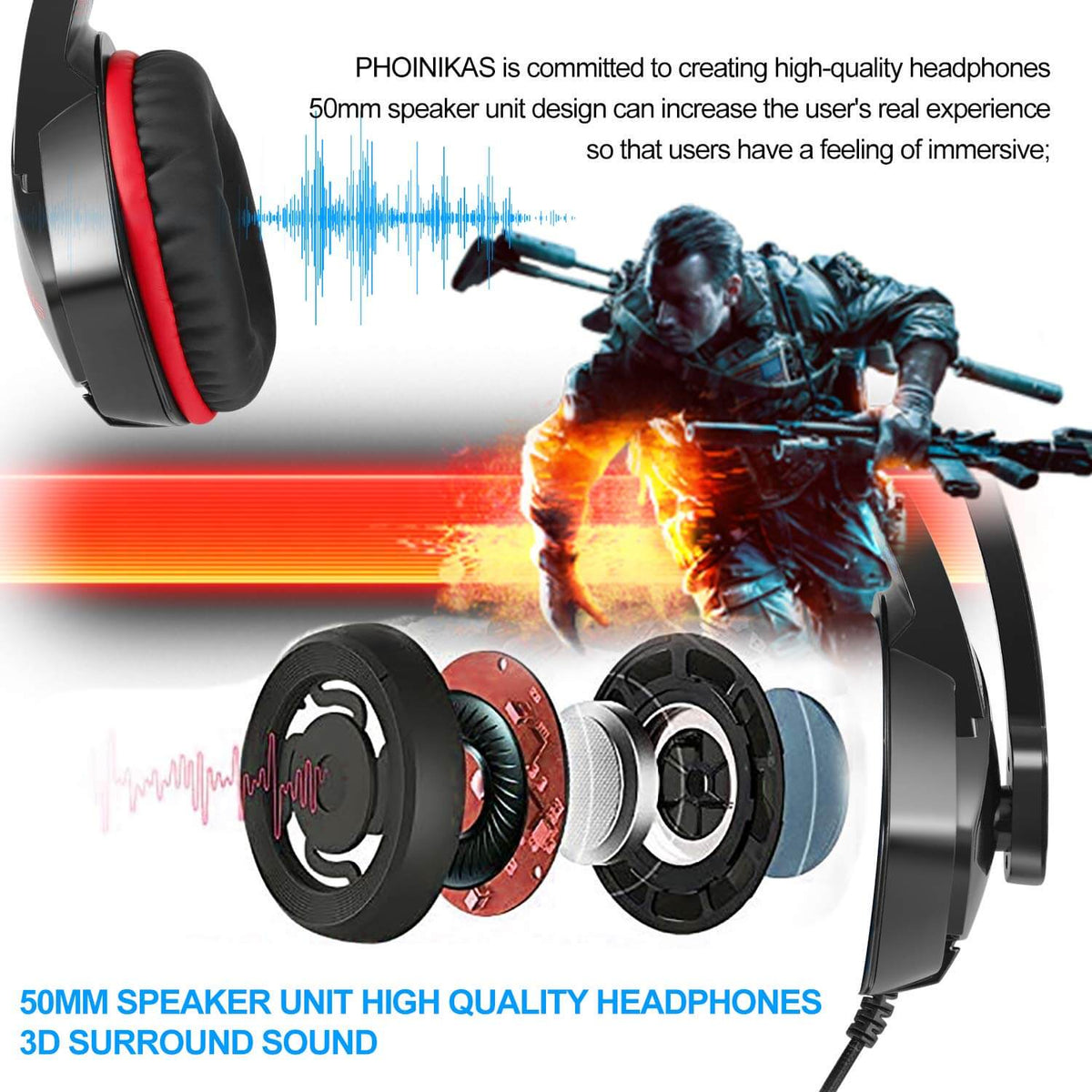 Multi Platform Headphones, Integrated LED Light, And Tactile Volume Controls