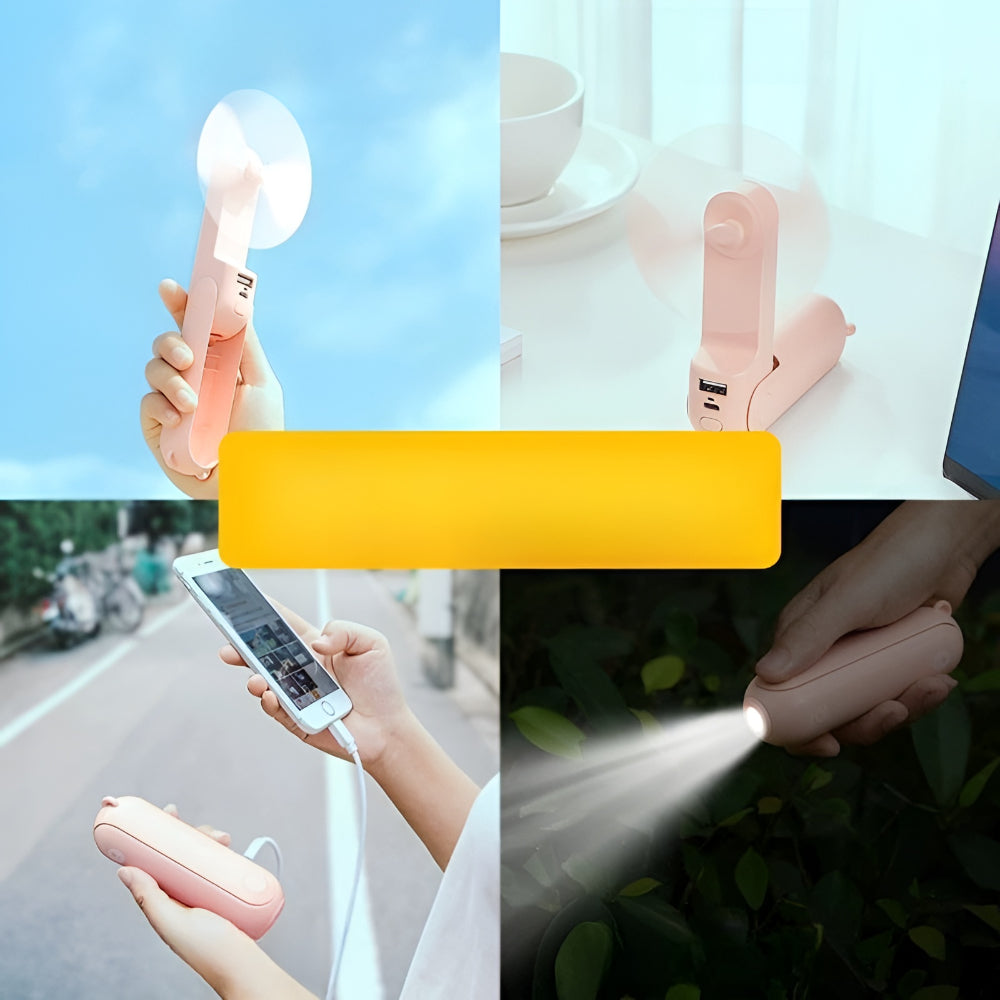 Kompakt handhållen fläkt med USB-uppladdning, hopfällbar fickdesign