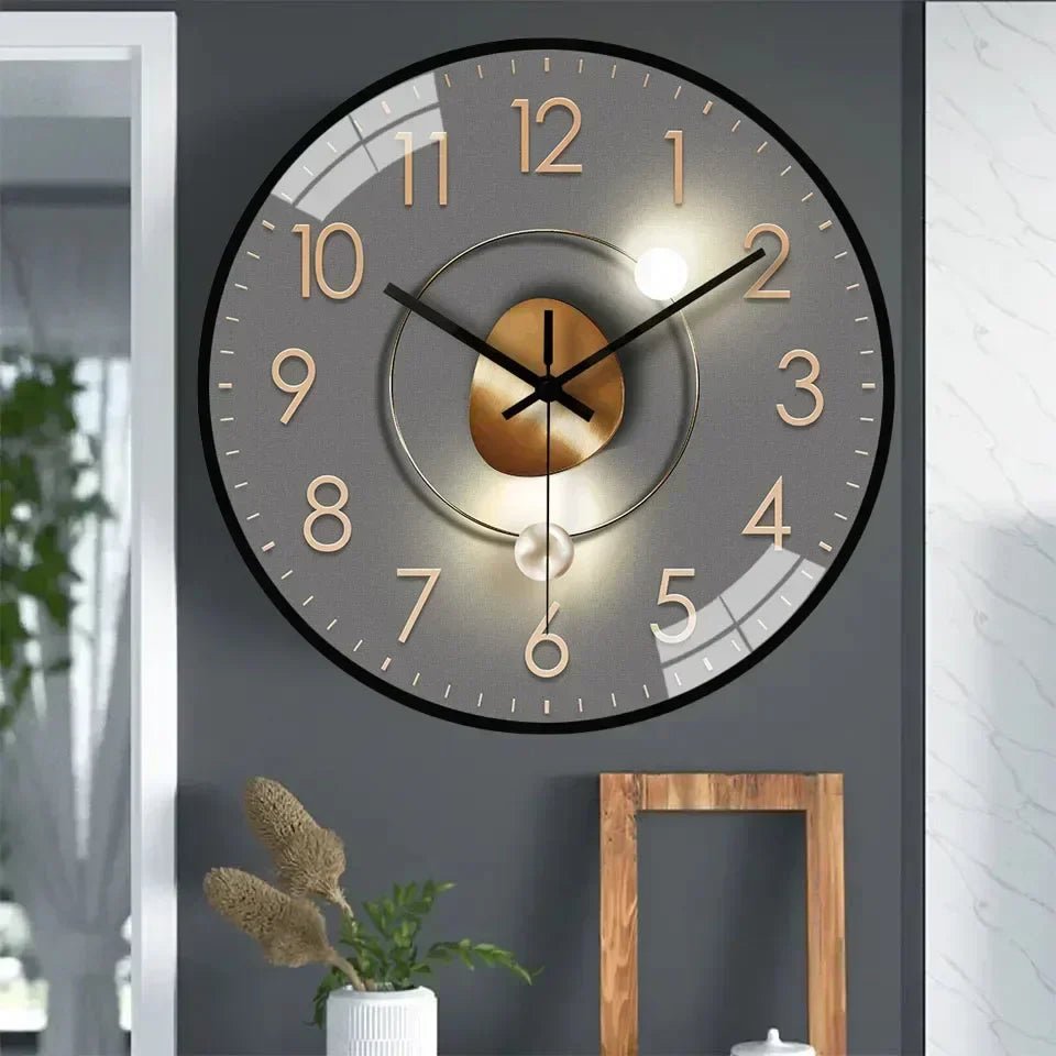ساعة حائط صامتة بآلية كوارتز وإضاءة LED | ribuella