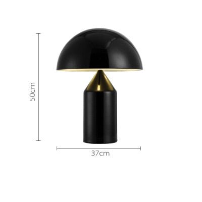 Aurex Nordic Mushroom Table Lamp, Sculptural Black White Gold Design