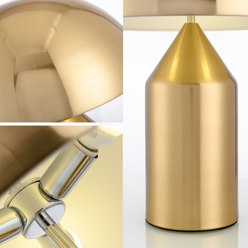Aurex Nordic Mushroom Table Lamp, Sculptural Black White Gold Design