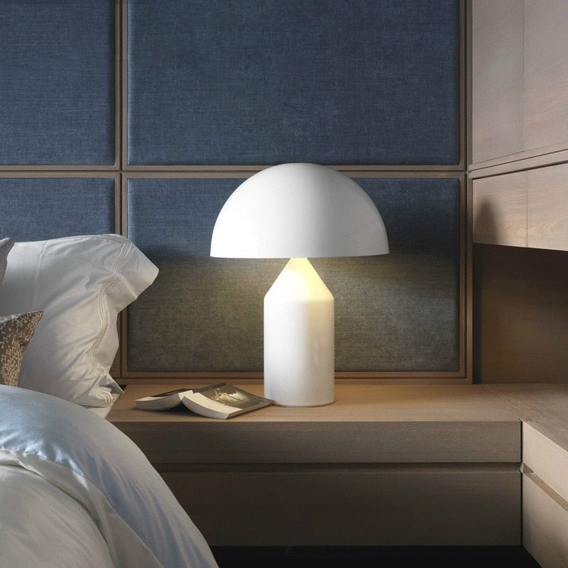 Aurex Nordic Mushroom Table Lamp, Sculptural Black White Gold Design
