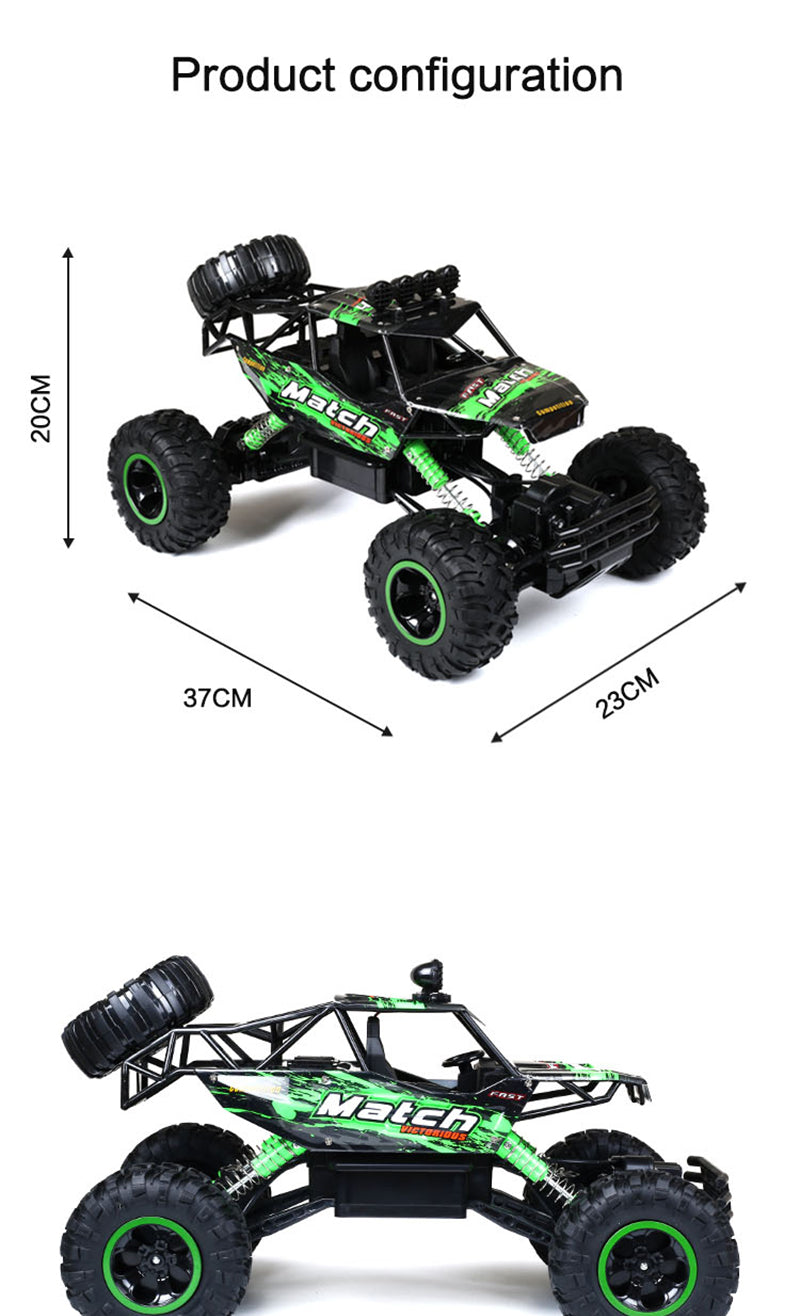 Monster truck fuoristrada radiocomandato 4x4, sospensioni ammortizzanti, ampia portata