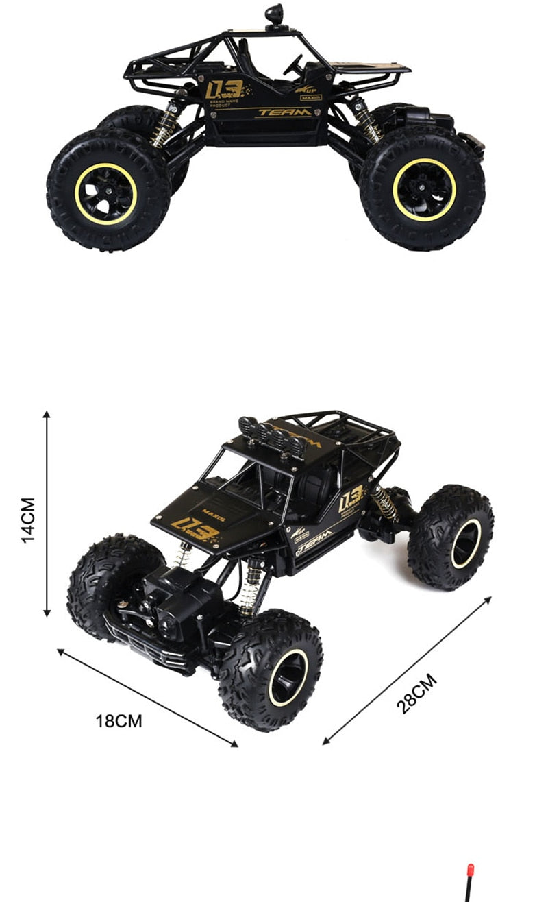 Monster truck fuoristrada radiocomandato 4x4, sospensioni ammortizzanti, ampia portata