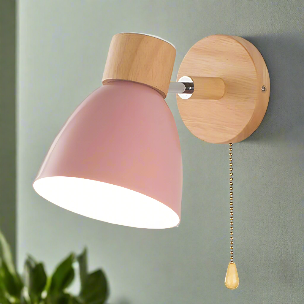 Applique murale scandinave minimaliste, format compact, simple interrupteur à tirette