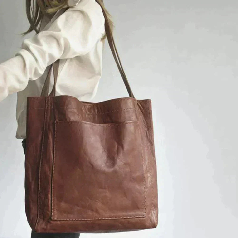حقيبة كتف واسعة بلمسة نهائية فاخرة تشبه الجلد | ribuella