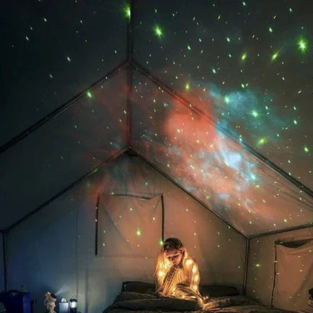 Proiettore galattico con stelle e astronauta, telecomando e timer