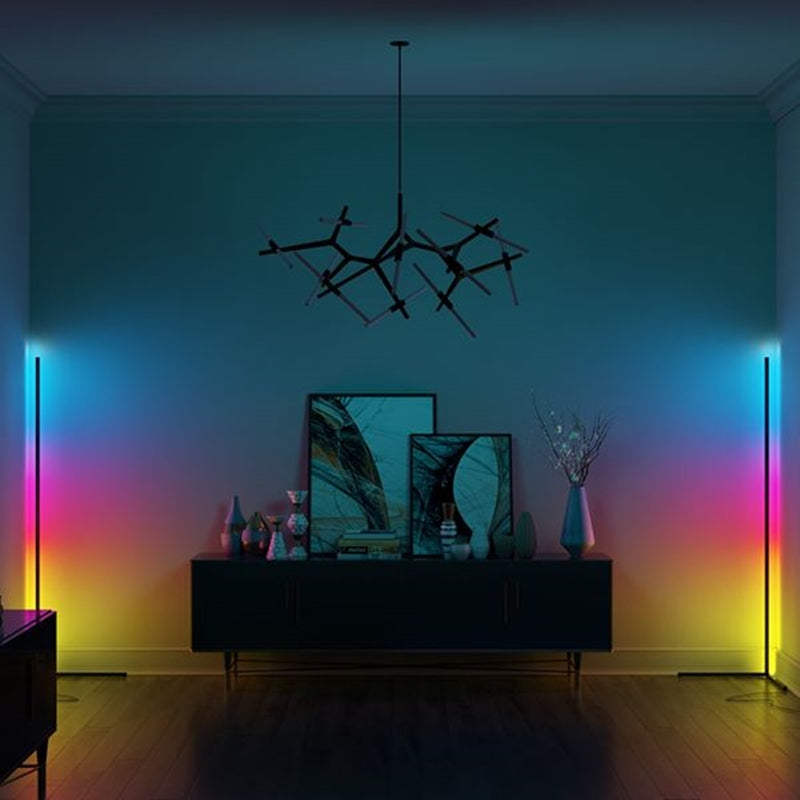 Lampadaire d’angle, hauteur de 142 cm, LED de 20 W, éclairage à 3 couleurs