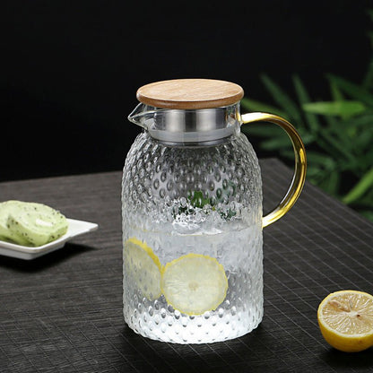 Stylish Borosilicate Glass Pitcher with Bamboo Lid for All Beverages | ribuella