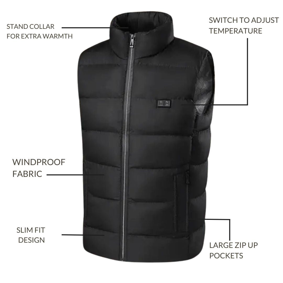 Unisex Rechargeable Heated Gilet — Adjustable Body Warmer Vest