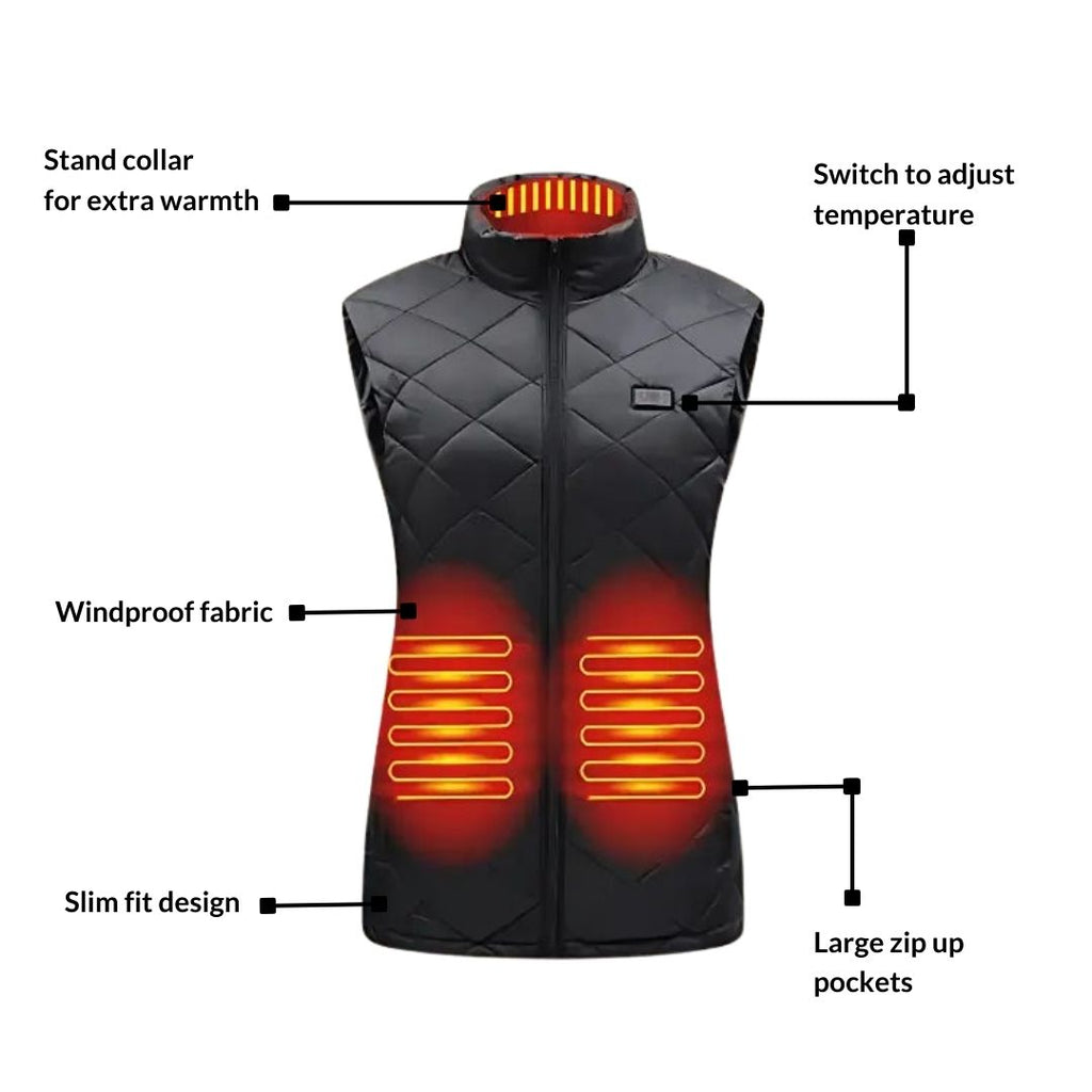 Damen-Wärme-Gilet, leichtes elektrisches Design mit einstellbaren Heizstufen