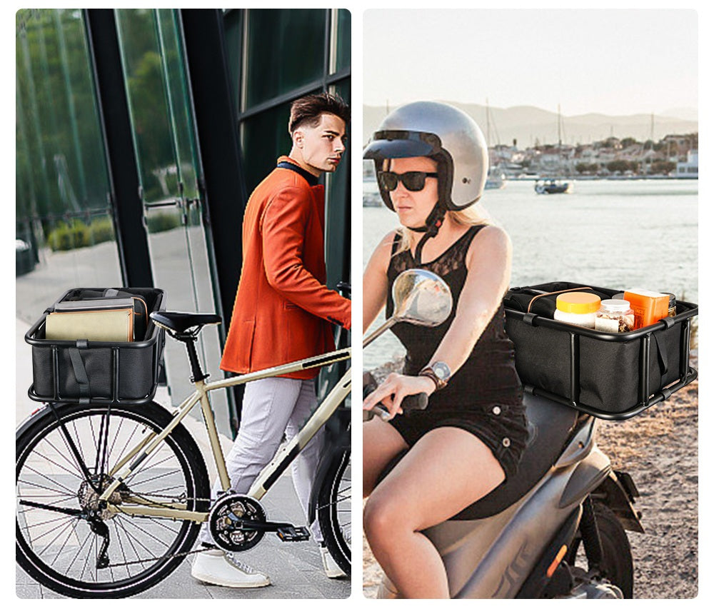 Cesta trasera robusta para bicicleta con portaequipajes ajustable | ribuella