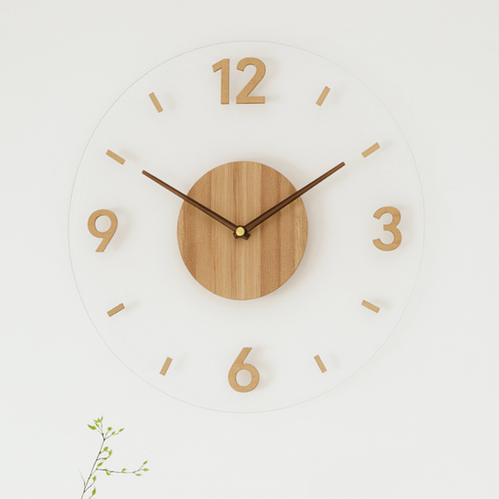 Horloge murale ronde en bois à mouvement silencieux | ribuella