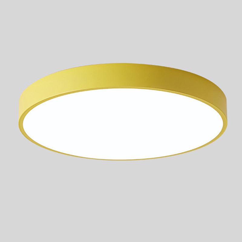 Luz de teto redonda fina, silhueta moderna e minimalista e brilho ambiente suave e quente
