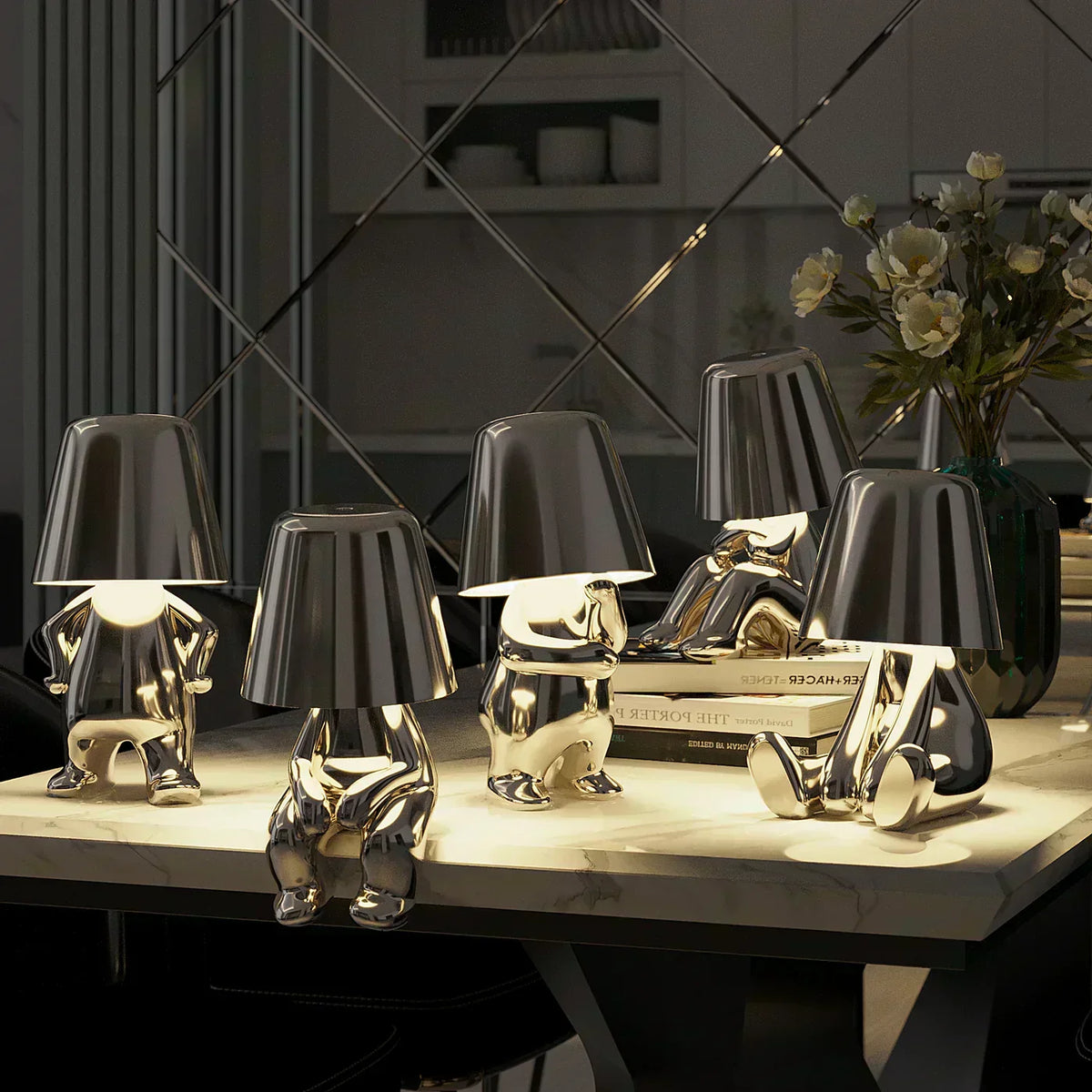 Luxora Thinker Brothers Cordless Lamp, Napoleon-Inspired Design