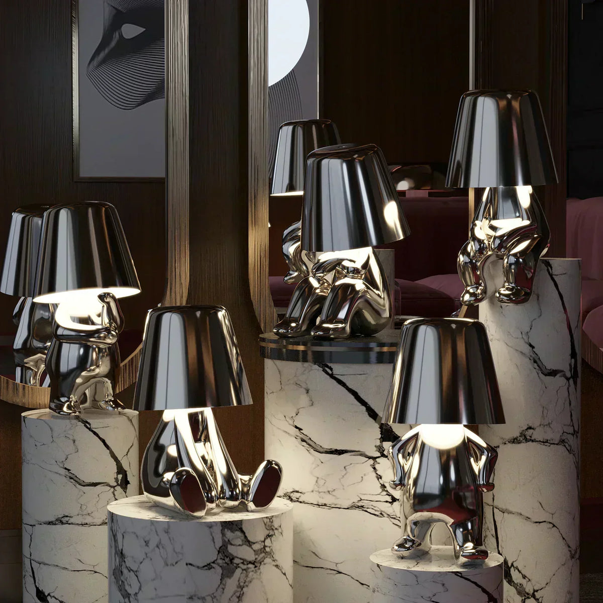 Luxora Thinker Brothers Cordless Lamp, Napoleon-Inspired Design