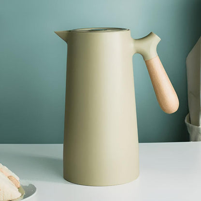 Stylish Insulated Beverage Carafe with Wooden Grip - 1L | ribuella