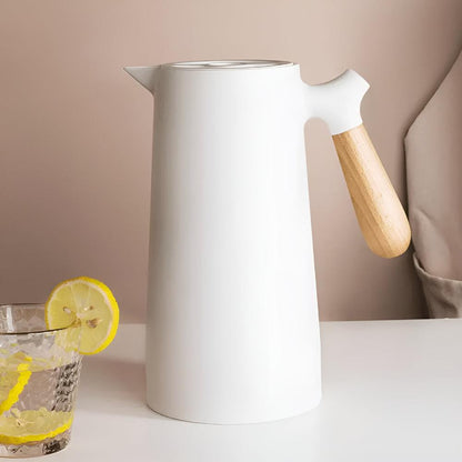 Stylish Insulated Beverage Carafe with Wooden Grip - 1L | ribuella